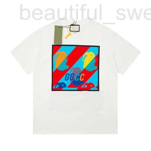 Men's T-Shirts designer High version G Family 23ss Colorful Rabbit Pattern Printed New Year Pure Cotton Short sleeved White T-shirt for Men K752