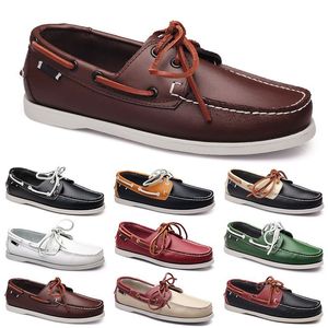 Men Casual Shoes Black Leisures Silvers Taupe Dlives Brown Grey Red Green Walking Low Soft Multis Leather Mens Sneakers Outdoor Trainers Boat Shoes Breathable BB045