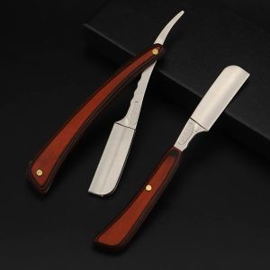 Blade Wholesale Barber Straight Cut Throat Shaving Razors for Men Stainless Steel Feather Folding Shaver Holder with Wooden Handles