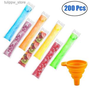 Ferramentas de sorvete descartáveis ​​sacos de molde de picolé de gelo Bpa Free Freezer Tubes com Zip Seals Iogurte Varas Suco de Frutas Smoothies Ice Candy Pops L240319