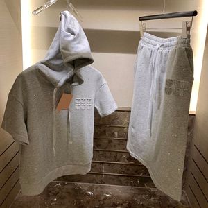 Lyxiga kvinnor kjol hoodies klänning set lyx korta ärmspårspår avslappnade jumper toppar tröja kjol kläder