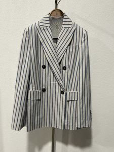 女性のブレザー春と夏の縞模様のブルネッロの長袖スーツ