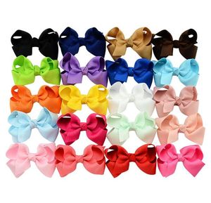 Hårbågar Hårnål Korean 3 tum Grosgrain Ribbon Hairbows Baby Girl Accessories With Clip Boutique Ties Hairgrips