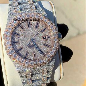 Desginer Mechanical Automatic L Watch Diamond Gold Plated Out 925 Sier Moissanite Watch for Menl