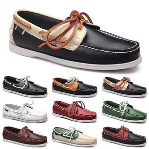 Men Casual Shoes Black Leisures Silvers Taupe Dlives Brown Grey Red Green Walking Low Soft Multis Leather Mens Sneakers Outdoor Trainers Boat Shoes Breathable BB048