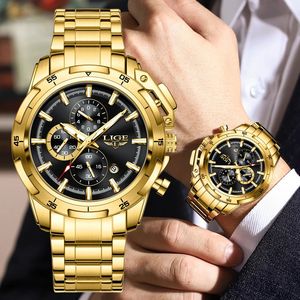 Big Watches for Men Top Luxury Brand LIGE Quartz Mens Watch Sport Waterproof Wrist Chronograph Date Relogio Masculino 240318