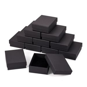 Visa svart kartong smycken set fyrkantiga lådor för ringhalsbandslådor och förpackningsfödelsedagspresentlåda 12 st/18st/24 st