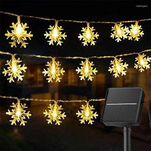 Strängar LED SNOWFLAK Stränglampor 5 meter 20 lampor Solladdning Färgstark ljus utomhusvattentät gård Dekortion för semester