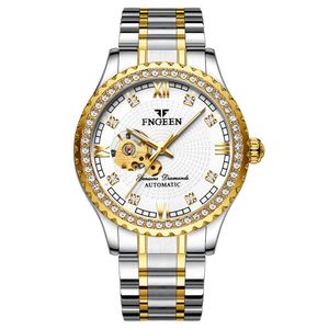 Watch Men's Mechanical Watch Fully Automatic Waterproof Inlaid Diamond Men's Fashion Watch Gold Watch Hollow Men's Watch