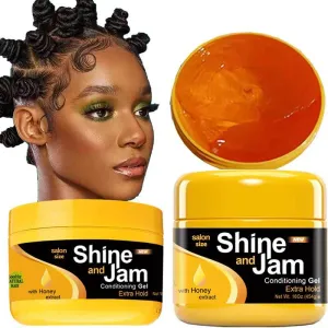 Adhesives Shine And Jam Gel Strong Hold Braid Gel for Twist Locs Braids Edge No Flake Braiding Gel Edge Control Tames Frizz Hair Styling