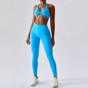 Womens Tracksuit Seamless Yoga Set 2PCS Workout Sportswear Gym Clothing Drawstring High Waist Leggings Fitness Sports Suits 240306