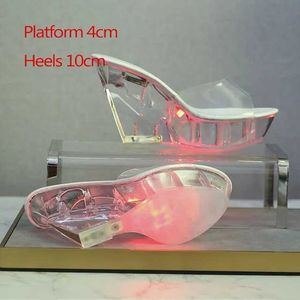 Dress Shoes Voesnees 34-43 Nightclub LED Light High Heels Sandals Luminous Catwalk Pole Dancing Crystal Clear Platform H2403214FCFGR9X