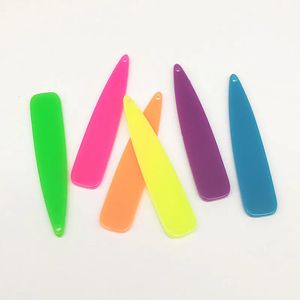Arrival 55x11mm 100pcs Acrylic Solid Neon Effect Drop Charm For Handmade Earring DIY PartsJewelry Findings Components 240309