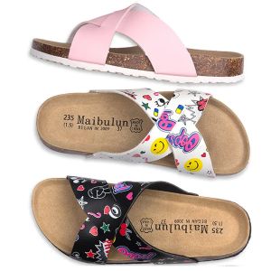 Stövlar avslappnad mjuk kork tofflor kvinnor män sommar strand glid sandaler flip flops x cross nonslip house pear peples yttre skor