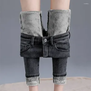 Women's Jeans Pants 2024 Korean High Waist For Women Winter Elastic Pencil Big Size Pant Jean