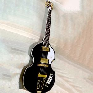 Hofner Violin Electric Guitar Black 6-String Electric Guitar Maple Body Professional Instrument