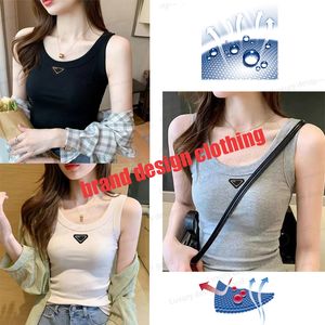 Designer Vest Short Slim Navel Exposed Outfit Elastic Sports Knitted Tanks Close-fitting Woman T Shirt Sports Yoga Top Simple Vest Short