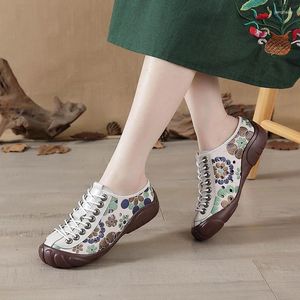 Casual Shoes Plus Size Women Flats Genuin Leather Ladies Loafers Slip On Mother Working Walking Driving