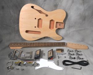 Guitarra semioca corpo diy kit construtor de guitarra elétrica projeto mogno inacabado novo único corte