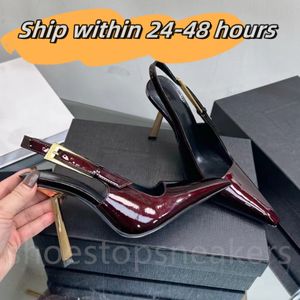 2024 New Designer Women Sandal Slipper Mirror Leather Slingback Stiletto Heels Buckle Ladies Luxury Summer Party Dress Shoes Girl Loafer High Heel 7/9cm