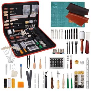 386-teiliges Advanced Supplies mit Tragetasche, Organizer, Matte, Stempelwerkzeuge, Nadeln, Druckknöpfe und Nieten-Set, perfekt zum Stanzen, Schneiden, Nähen, Lederhandwerk