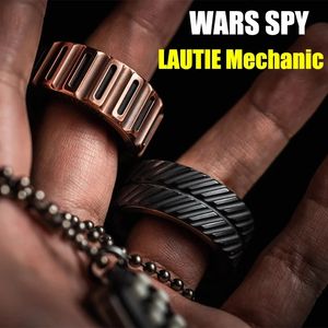 LAUTIE Fidget Ring Mechanic N H Ratchet Paragraph Spinner Metal Adult Autism Toys Anxiety Office Desk Finger EDC 240312