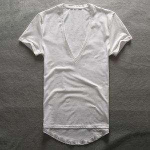 Zecmos Deep V Neck T-shirt Men vanlig V-ringning T-skjortor för män Fashion Compression Top Tees Male Fathers Day Gifts 240305