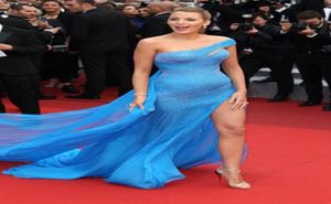 Berühmtheitskleider der Filmfestspiele von Cannes Blake Lively Perlenbesetzte Ballkleider Lange Meerjungfrau Roter Teppich One-Shoulder-Chiffon-Split-Abend 5364922