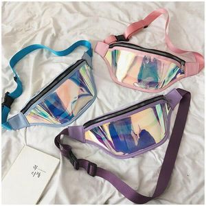 Bel Çantaları 2024 EST Moda Kemer Serseri Bag Su Geçirmez PVC Şeffaf Punk Holografik Fanny Pack Lazer Kadınlar İçin