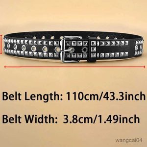 Belts 2024New Square Bead Rivet Belt Metal Pyramid Belt Men and Women Punk Hardware Jeans Belt Y2K Belt Designer Belt Womens Belts