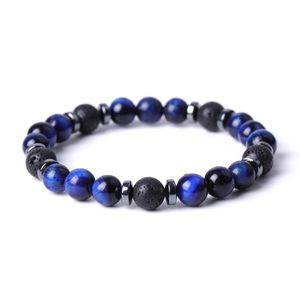 Colorful Gemstone Tiger Eye Stone Bracelet Perfume Lava Natural Stone Beaded Elastic Bracelets for Men Women Jewelry