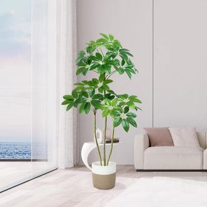 Flores decorativas árvore de folha grande dinheiro artificial de grandes folhas de guarda-chuva planta interior ornamental para decoração de escritório em casa