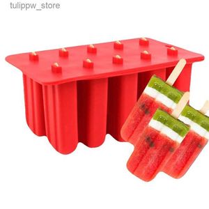 Ferramentas de sorvete Sobremesa Congelador 4/10 Cavidade Silicone Picolé Sorvete Molde com Tampa Suco de Fruta Cubo de Gelo Fabricante DIY Lolly Caseiro L240319