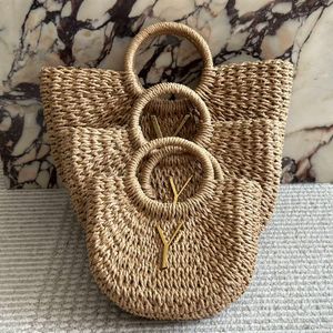 Shoulder Bags Beach Bag Sector Rattan Large Capacity Totes Designer Wicker Woven Women Handbags Summer Beach Straw Bags Travel Basket Purse 240315