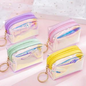 Cosmetic Bags Wholesale Transparent Coin Bag Cute Laser Women Wallet Luxury Lipstick Package Waterproof