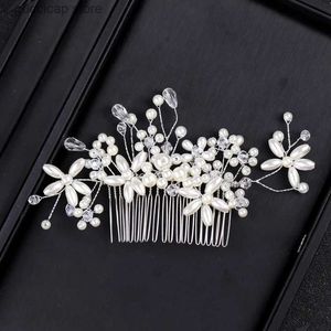 Diademi Alla moda da sposa Pettine per capelli tiara Foglia di perla Capelli Vite Copricapo da sposa Oro fatto a mano Sposa Gioielli per capelli Accessori per capelli da sposa Y240320