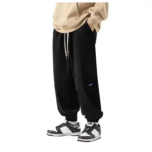 Men's Pants Leisure Sports For Drape Trend With Solid Color Drawstring Elastic Waist Loose Fitting Street Wear