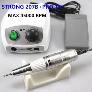 45000 rpm Electric Nail Drill Strong 207B 65W Manicure Machine Pedicure Kit Strong Nails Tools Handpiece Nail File Equipment 240318