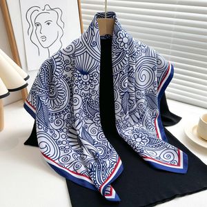 Fashion Print Design Brand Classic Letter Satin 20style Square Scarf Outdoor Shawl Silk Turban Beach Wrap Daily Women Flower Scarves 90*90cm