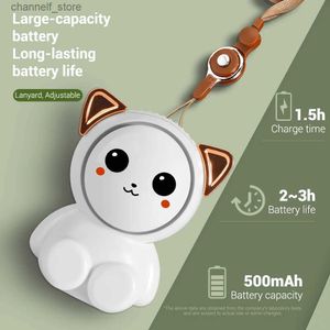 Electric Fans Mini Handheld Mini Fan Portable USB Laddning Söt Creative Table Hanging Neck Fan 2-Mode Pocket Travel Wedding Gift Ventiladory240320