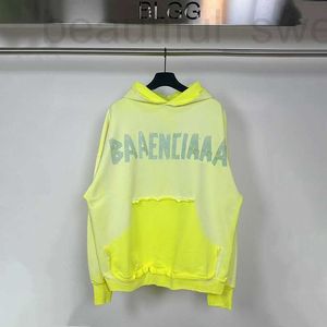 Men's Hoodies & Sweatshirts designer High version Paris new gradient yellow tape bandage printed hoodie loose men's and women's autumn winter styles 2BD1