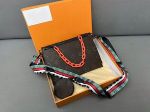 24ss Erkekler Lüks Tasarımcı Döngü 3'ü 1 arada el çantası Erkek Omuz Çantası Zinciri Crossbody Çanta Küçük para çantası ayrı ayrı kullanılabilir 25 cm