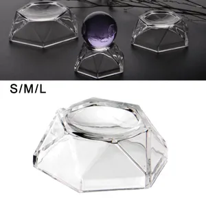 Dekorativa plattor Akryl Transparent Crystal Ball Base Hexagon Shape Stone Support Display Stand Figur Holder Desktop Ornament