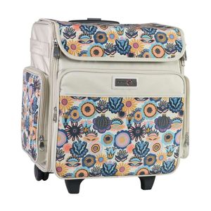 Everything Mary Rolling Craft Bag, Floral Papercraft Tote with Wheels Scrapbook Art Storage Organizer Case IRIS Boxes, Supplies, and Accessories - for Teachers