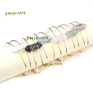 Bangle Bangle Natural Stone Bracelet Beading Hexagonal Shape Gemstone Making Designer Bracelet Jewelry Charm Jewelry Accessories Manual Adjustable Random 2024