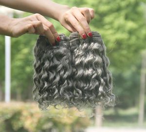 Silver Grey Deep Wave Human Hair Extensions 3Pcs lot Pure Color Gray Brazilian 9A Virgin Human Hair Weaves 3Bundles Deals For Blac2079620