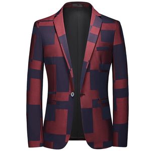 Fashion Mens Casual Boutique Business Personiped Printing Slim Fit Blazers Suct Suct Suit Coat Gare Size 6XL 240313