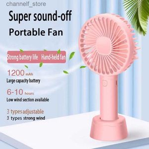 Electric Fans Handheld small electric fan USB charging mini portable natural wind student dormitory can stand on the desktop silent and strong windY240320