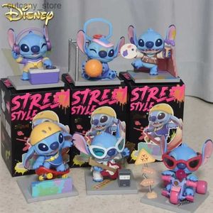 Action Toy Figures New Cartoon Stitch Street Series Blind Box Mystery Box Model Pvc Doll Collection Figure Ornaments Birthday Gift L240320