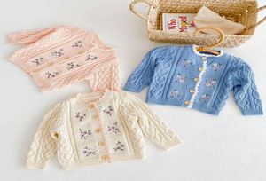 Jacken Kleinkind Baby Mädchen Stricken Strickjacke Blume Stickerei Herbst Winter Kleinkind Mädchen Pullover Mantel6978947